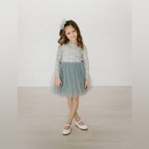 Petite Hailey Vintage Floral Tutu Dress Cream Blue Multi Size 2T - Picture 1 of 7